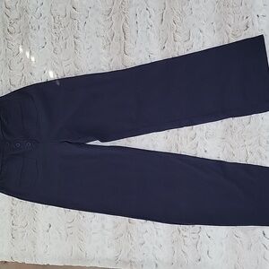 Wide Leg Navy Pull On Trousers Women's Size M/L  Faux Button Fly Preppy, Career
